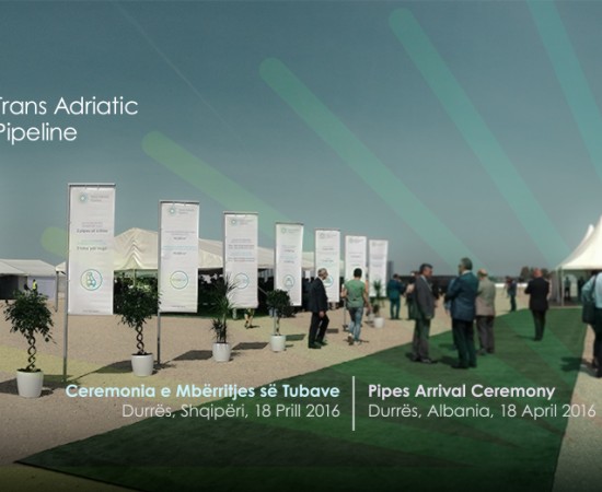 TAP project: Ceremony for the arrival of the first gas pipes in Albania